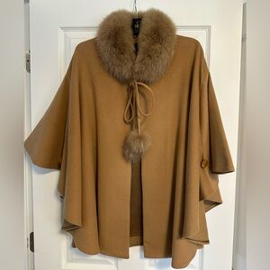 Cashmere Fur-Trimmed Women's Cape